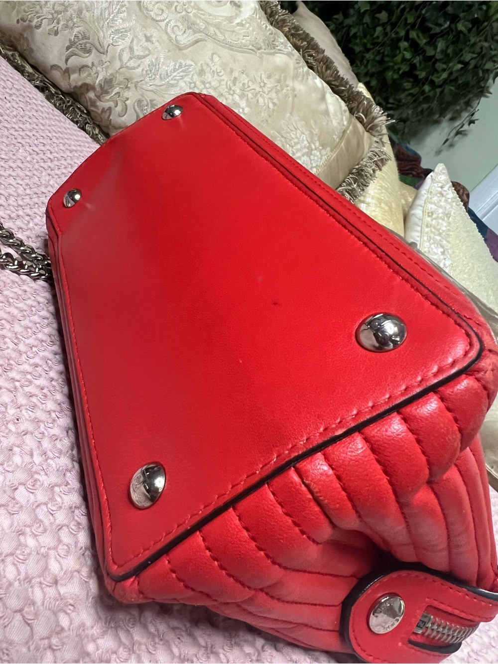 Fendi DotCom Click Small Red Quilted Leather Shoulder Bag - Picture 11 of 16